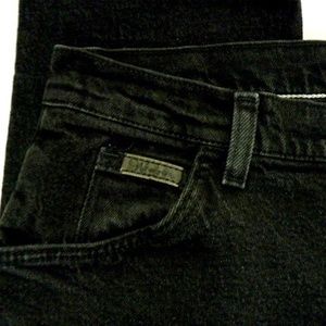Vintage Genuine Wrangler Women's 12 x L34 Black Stretch Denim Straight Leg Jeans